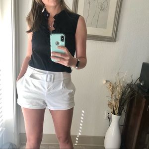 Navy ruffle feminine j crew work blouse sleeveless